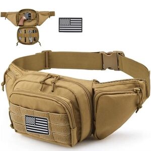 NWT Conceal Carry Tactical Fanny Pack One Size Fits Most Khaki With Velcro Flag